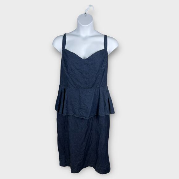 Eloquii Sheath Denim Dress Sweetheart Neckline Peplum Waist New Women’s Size 12 - Picture 1 of 9